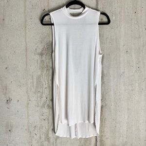 Long Open Back White Top